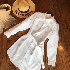 Island Company White linen safari dress
